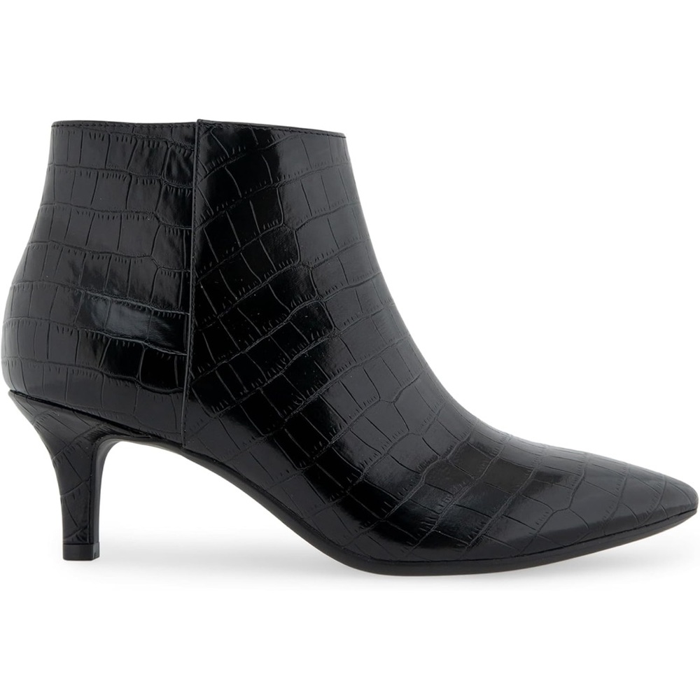 NWT AEROSOLES Women’s Edith Short Boot in Black Croco Size 9 - Picture 3 of 8